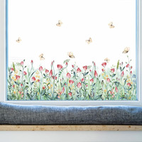 Indian Royals Green Grass Wall Stickers For Living Room Flowers, Floral Stickers, Flower Stickeres, Nature Stickers, Gardenstickers For Home (50 Cm X 70 Cm)