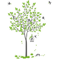 Dreamkraft Tree With Swing & Birds Wall Sticker  Nature Theme Pvc Vinyl Art For Living Room & Kids Room Dcor (Size: 60 X 90 Cm)