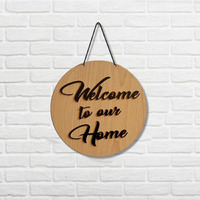 Asmi Collections Welcome To Our Home Wooden Wall And Door Hanging (25X25 Cm)