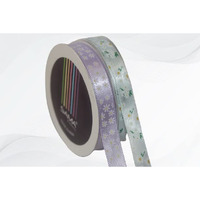 Sama Combo(2Pcs) Satin Ribbon 10 Mm Wide And 10 Mtr. Long 100% Polyester A Grade Export Quality Ribbons For Decoration, Gift Wrapping, Art And Craft Diy Flower Making (Floral Purple & Blue)