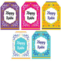 Svm Craft Happy Raksha Bandhan Gift Tags (Pack Of 50). Rakhi Gift Card Tags With Gold String For Attaching To Gift Boxes And Cake Boxes. Rakhi Tags Rakhi Gift Tags Raksha Bandhan Tags