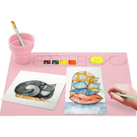 Tapahpriyay 38 * 43 Cm Silicone Craft Mat For Painting Play Doh And Clay For Kids, Non-Stick Multipurpose Silicone Sheet With Cleaning Cup And Palette For Arts And Crafts, Painting, Resin Casting