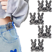 Xvia Bear Button Pins For Loose Jeans Adjustable Waist Buckle No Sew And No Tools Instant Pant Waist Detachable Jean Button Pin Birthday Gift For Women And Girls(2-Pair)(Black Diamond Bear)