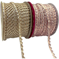 Embroiderymaterial Gold & Rose Gold Samosa Design Gota Patti Trim Lace Rolls For Edges Of Saree, Blouse, Kurti & Dresses (Gold & Rose Gold, 2 Rolls, 1Roll/Color, 30 Meters/Roll)