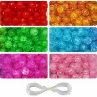 Indikonb Crackle 480 Acrylic Beads | Set Of 6 Multicolour Beads For Jewelry Making, Crafts, And Diy Projects - 8Mm Size