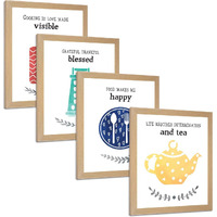 Chaka Chaundh - Kitchen Posters For Wall - Kitchen Posters Framed - Kitchen Quotes Wall Frames - Posters For Dining Quotes Decor - Food Quotes Wall Hanging (Set Of 4 Food Framed Poster)