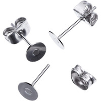 Diy Crafts Design No # 3, Pack Of 100 Pair, Stainless Steel Flat Pad Earrings Posts With Butterfly Earring(Design No # 3, Pack Of 100 Pair)