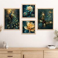 Artifly - Modern Art Wall Painting With Frame For Living Room Bedroom Hall Office - Abstract Framed Painting For Wall Decoration - Wall Decor For Home - Set Of 4 (Painting 3)
