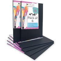 Eduway Black Canvas Board For Painting- 4X6 Pof 6 | Premium Quality 7Oz Pre-Primed Cotton Black Canvas Board For Artists | Ideal For Acrylic, Oil, Gouache, Pastels Colors (Pof 6) (10X15 Cms)