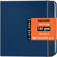 Menorah - Sketch Book For Artist - Square - 180 Gsm - Square Sketchbook - For Drawing - Hard Bound - 100 Pages/50 Sheets - (15.0 X 15.0 Cm) Watercolor;Graphite;Oil Pastels, Paper,Silk