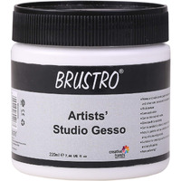Brustro Artists Studio Gesso | 220Ml | White | Ideal For Canvas, Paper, Board, Oil Painting, Universal Paint Primer For Art, Craft, Water Based, Non Toxic, Studio Grade, Professionals, Hobby Painters.