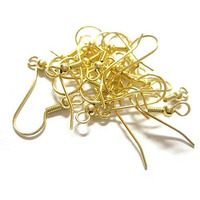 Metal Jewellery Making Earring Hooks For Jewellery Making (Gold, 100)