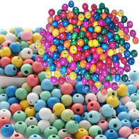 Diy Crafts 260, Mixed Unassorted Wooden Beads Color Round Wood Beads, Painted Hole Round Wood Spacer Beads For Diy Craft, Jewelry M (260)