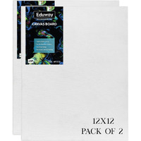 Eduway Canvas Board For Painting- 12X12 Pof 2 | Premium Quality 7Oz Pre-Primed Cotton Canvas Board For Artists & Beginners | Ideal For Acrylic, Oil, Gouache, Pastels Colors (Pack Of 2) (30X30 Cms)