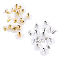 Diy Crafts Pack Of 300 Pcs, Silver, Pairs Bullet Clutch Earring Backs With Pad Earring Safety Backs (Silver; Gold; C (Pack Of 300 Pcs, Silver)