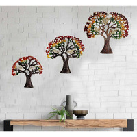 Dsh Crafting Your Curiosity Metal Wall Art For Living Room, Bedroom, Kitchen, Office Wall Hanging Decoration Items,Set Of 3 Multi Color Tree, Nature Home Decor & Gifts