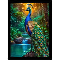 Divaframes Peacock Painting For Wall Vastu, Stylish Peacock Artwork For Home & Office Decoration, Premium Wooden Framed Wall Hanging, Best Gift For Festivals, 10 X 13 Inch