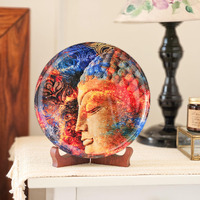 Ritualistic Buddha Single Wall Plate 10 Inch With Stand | Wall Arts For Home Decoration, Living Room, Bedroom, Office Decor | Aesthetic Room Decor Items | Wall Hanging Show Pieces