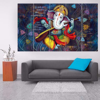 Maxstone Big Size Religious Wooden Multiple Framed Beautiful Ganesha Digital Wall Painting (White, 60 X 30 Inch)