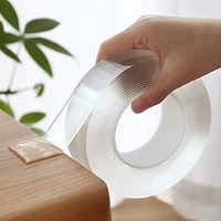 Khakhi Nano Suction Double-Sided Grip Tape 25 Mm Width 3 Meter Length, Heavy Duty - Multipurpose Removable Traceless Mounting Tape (Reusable, Washable, Transparent) (Pack Of 1)