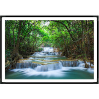 Treemaison Waterfall Painting - Vastu Remedy, Painting Waterfallscene/ Vastu Waterfall Scenery With Frame -(Black), 13X19.5