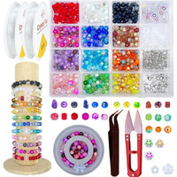Diy Crafts Unssorted Beads Mixed Combo Kit, Crystal Etc Beads Bracelet Making Kit Glass Beads For Jewelry Making, Beads Bracelet Kit, Crystal Beads, Jewelry Making Kit For Girls 8-12 Pcs :- (260)