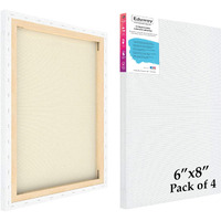 Eduway 6X8 Inches Pre Stretched Medium Grain 7Oz Primed Cotton Painting Canvas With Wooden Frame For Beginners & Artist | Suitable With Acrylic, Oil, Water Colours - (Set Of 4)`