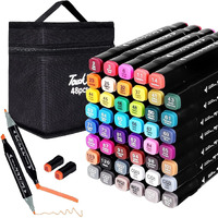 Sajani Marker Pens For Painting Sketching Drawing, Dual Tip Art Markers 48 Colours With Carrying Case, Twin Head Permanent Colouring Marker Pens, Multicolor