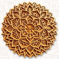 Gloridec Wooden 3D Laser Cut Decorative Mandala Wall Decor | Decorative Multi Layered Round Mandala Wall Art, Living Room Wall Hanging (18 X 18 Inch)