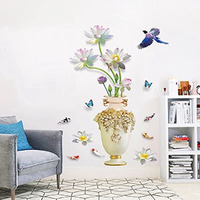 Jaamso Royals Lotus 3D Vase Wallstickers For Living Room Flowers, Floral Wall Stickers, Flower Sticker, Nature Wall Stickers, Garden Stickers For Walls Of Home (60 Cm X 90 Cm)