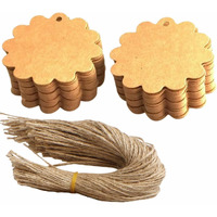 Cvanu 450Pcs Brown Kraft Paper Double-Sided Writable Tag With Natural Jute Twine Gifts (2.3Inx2.3)_A36