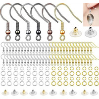 Diy Crafts 1000 Grm, Bronze, 1000+ Jump Rings & 30X French Wire Earring Hooks Fish Hook Earring Hooks Stopper Jewelry Findings, For Jewelry Making Key Rings Necklace Repa (1000 Grm, Bronze)