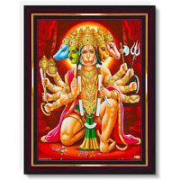 Pavan Photo Laminations Panchmukhi Hanuman For Door Entrance Vastu Wall Painting Framed Home Decor (Wood,Matte,Brown,Small Size,6 X 8 Inch) B781S