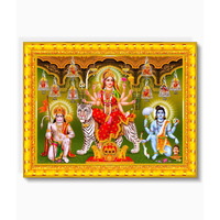 Pavan Photo Laminations Nav Durga Nava Navdurga Hanuman Kaal Bhairav Wall Painting Framed Home Decor (Wood,Matte,Gold,Small Size,6 X 8 Inch) R1209S