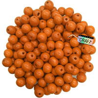 Resonant Craft 50 Pcs Wooden Beads 16Mm Orange Color Glossy Wood Beads For Hobby & Crafts, Diy And Necklace Garland Making