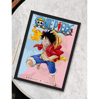 Since 7 Store One Piece Luffy Anime Framed Poster (8X12 Inches) For Gifting/For Anime Fans/For Room Decor (Black)