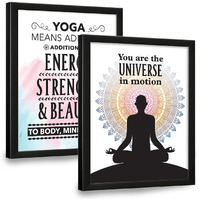Chaka Chaundh - Yoga Quotes Frames - Yoga Quotes Wall Frame - Yoga Wall Frames - Yoga Wall Art Decor - Yoga Posters For Wall - (13.5 X 10.5 Inches) - Set Of 2 (You Are The Universe - Multicolor)