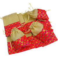 Moira Magenta Half Jute And Half Brocade Potli Gift Bags, Pack Of 20, Size 18 X 12 Cm, Capacity 250 G