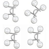 Xvia Jeans Adjustable Button Pins, Waist Buckle For Loose Jeans Pants, No Sewing Required Instant Button For Pants, Pearl Detachable Instant Jeans Button Pins(1 Pair)(Plain White)