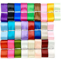 Diy Crafts 10 Meter, Colour Combo, 1-2"Inch Satin Both Face Solid Polyester Ribbon 9-25 Colors Unsorted Bulk Lots Mix For Gift Wrapping Party Decoration Arrangement Chri (10 Meter, Colour Combo)
