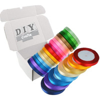 Diy Crafts 10Mtr, Random, Polyester Ribbon For Floral Arrangement, Bouquet, & Big Diy Artwork Projects | No Fading Woven Ribbon 1/4 Inches Face Solid Sa (10Mtr, Random)