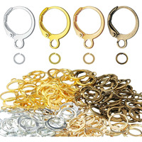 Diy Crafts 90 Pcs Set, Bright Gold, Round Lever Earring Hooks With Open Jump Rings Set, Round French Hook Ear Wire And Diy Jump Hooks For Women Jewelry Crafts Makin(90 Pcs Set, Bright Gold)