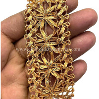 Embroiderymaterial Gota Patti Trim Lace Boarder Heavy Lace For Saree, Craft, Blouse, Lehnga, Suit & Decoration (3.5Cm Width, Almond Gold 16Mtr, 2 Rolls)