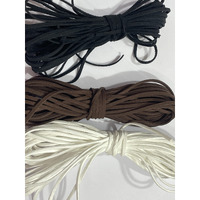 Omx Size - 3Mm X1.4Mm Faux Flat Suede Cord String Korean Leather Lace Beading Thread, 3 Colour Combo (5 Mtr Each Colour, Total 15 Mtr, Black, Dk Brown, White)
