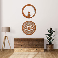Elk Lotus And Buddha Wall Decor Wooden Wall Sticker | Wall Hanging Decoratives | Home Decor Wall Art For Bedroom Living Room | Outdoor Decor Balcony Office | Gift