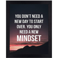 Interio Crafts Mindset Motivational Wall Framed Posters (Synthetic Wood,Black 13X10 Inches)