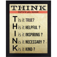 Interio Crafts Think Before You Speak Motivational Frames For Office (Black,Frame Size :13"X10" Inches,Material : Synthetic Wood)