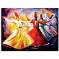 Pixelartz Sufi Dance Unframed Canvas Painting For Living Room, Bedroom And Office Wall Decoration Home Decor (35X25 Inches, Large)