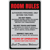 Inephos Paper Room Rules Funny Poster, Grey, 12 Inch X 18 Inch