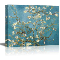 Printelligent Almond Blossoms Paintings By Vincent Van Gogh Unframed Digital Art Print On Photographic Paper (18 X 24 Inches, Blue)